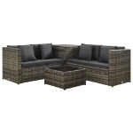 Set Divani da Giardino 4 pz con Cuscini in Polyrattan Grigio