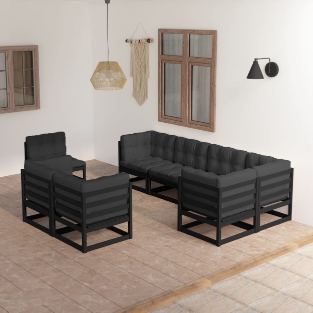 Set Divani da Giardino 8 pz con Cuscini Legno Massello di Pino