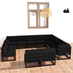 Set Divani da Giardino 12 pz con Cuscini Massello di Pino Nero