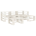 Set Divani da Giardino 5 pz su Pallet in Legno Bianco