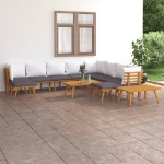 Set Divani da Giardino 12 pz con Cuscini in Massello di Acacia