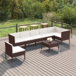 Set Divani da Giardino 8 pz con Cuscini in Polyrattan Marrone