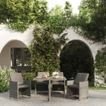 Set da Pranzo per Giardino 5 pz con Cuscini Polyrattan Grigio