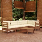 Set Divani da Giardino 6 pz con Cuscini Miele Legno di Pino