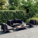 Set Divani Giardino 5 pz con Cuscini in Polyrattan Grigio Scuro