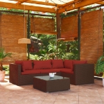 Set Divani da Giardino 5 pz con Cuscini in Polyrattan Marrone