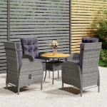 Set da Bistrot per Giardino 5 pz in Polyrattan Grigio