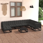 Set Divani da Giardino 9 pz con Cuscini Legno Massello di Pino