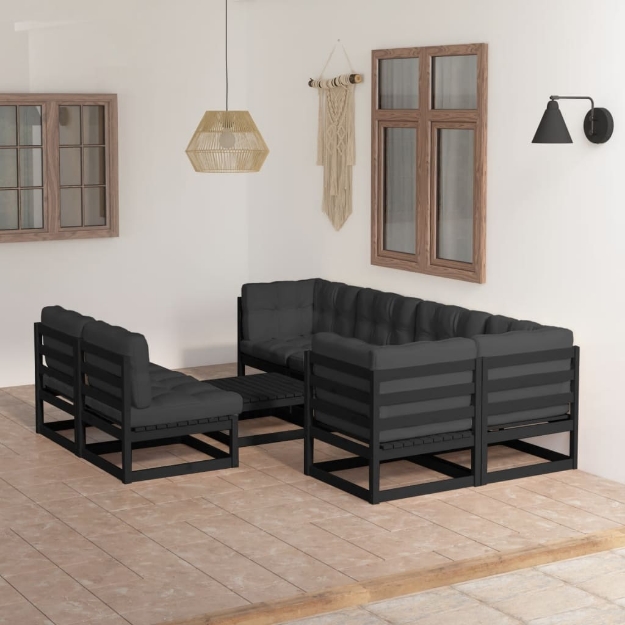 Set Divani da Giardino 8 pz con Cuscini Legno Massello di Pino