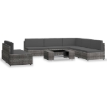 Set Divani da Giardino 7 pz in Polyrattan Grigio