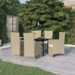 Set Mobili da Pranzo per Giardino con Cuscini 7 pz Beige