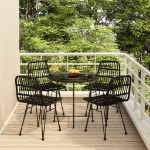 Set da Pranzo da Giardino 5 pz Nero in Polyrattan