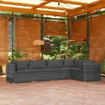 Set Divani da Giardino 5 pz con Cuscini in Polyrattan Grigio