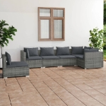 Set Divani da Giardino con Cuscini 6 pz in Polyrattan Grigio