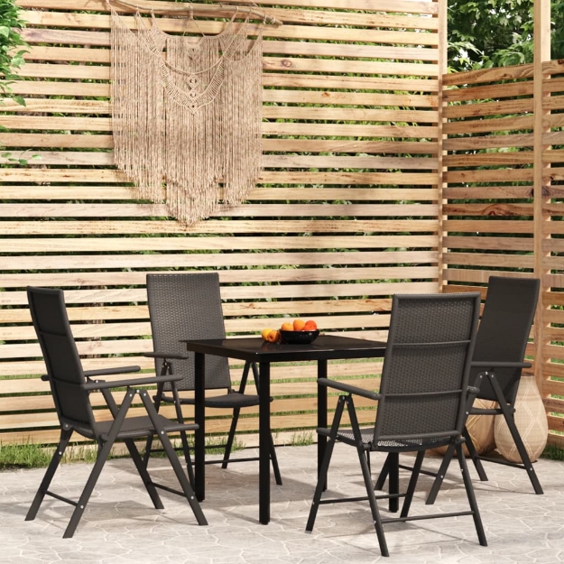 Set Mobili da Pranzo per Giardino 5 pz Nero