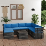 Set Divani da Giardino su Pallet 8 pz con Cuscini Massello Pino