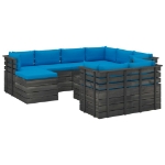 Set Divani da Giardino Pallet 10 pz con Cuscini Massello Pino