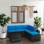 Set Divani da Giardino su Pallet 6 pz con Cuscini Massello Pino