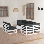 Set Divani da Giardino 8 pz con Cuscini Legno Massello di Pino