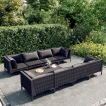 Set Divani da Giardino 9 pz con Cuscini Polyrattan Grigio Scuro