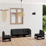 Set Divani da Giardino 5 pz con Cuscini Legno Massello di Pino