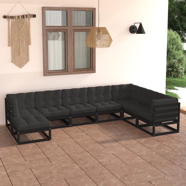 Set Divani da Giardino 8 pz con Cuscini Legno Massello di Pino