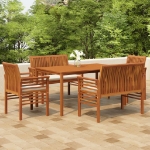 Set da Pranzo per Esterni 5pz con Cuscini Legno Massello Acacia