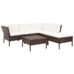 Set Divani da Giardino 6 pz con Cuscini in Polyrattan Marrone