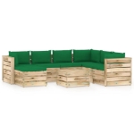 Set Divani da Giardino con Cuscini 8 pz Legno Impregnato Verde