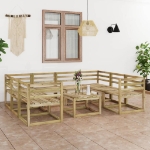 Set Divani da Giardino 9 pz in Legno di Pino Impregnato Verde