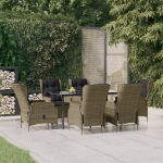 Set da Pranzo da Giardino 7 pz Marrone in Polyrattan