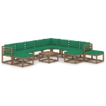 Set Divani da Giardino 12 pz con Cuscini Verdi