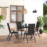 Set da Pranzo da Giardino 5 pz Nero e Marrone