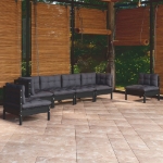 Set Divani da Giardino 6 pz con Cuscini Legno Massello di Pino