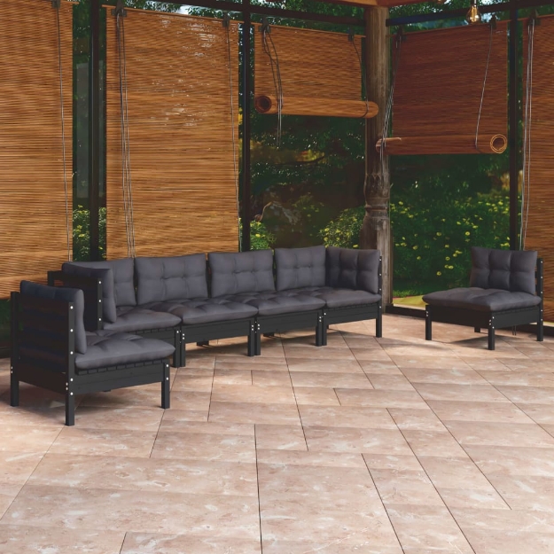 Set Divani da Giardino 6 pz con Cuscini Legno Massello di Pino