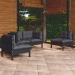 Set Divani da Giardino 4 pz con Cuscini Legno Massello di Pino