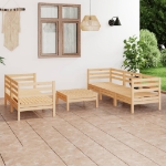 Set Divani da Giardino 6 pz in Legno Massello di Pino