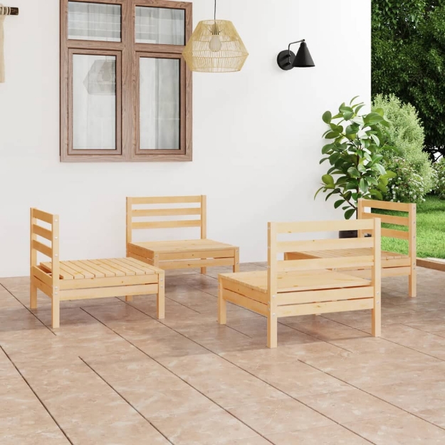 Set Divani da Giardino 4 pz in Legno Massello di Pino