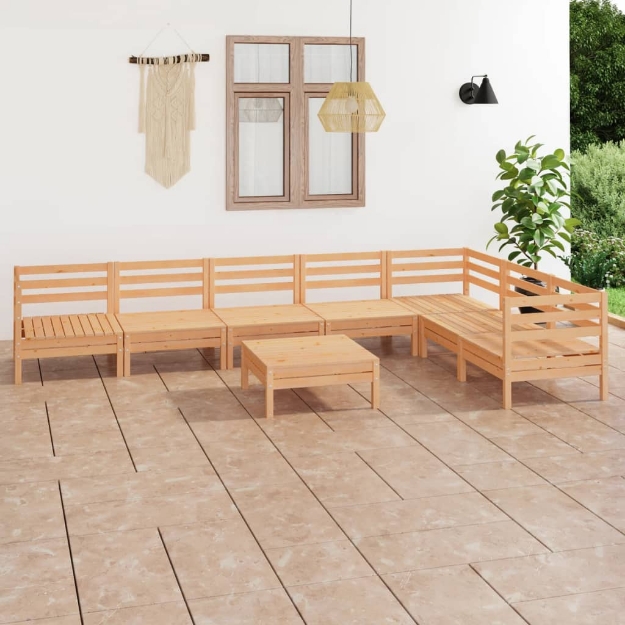 Set Divani da Giardino 8 pz in Legno Massello di Pino