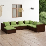 Set Divani da Giardino 7 pz con Cuscini in Polyrattan Marrone