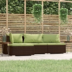 Set Divani da Giardino 4 pz con Cuscini in Polyrattan Marrone