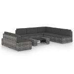 Set Divani da Giardino 8 pz con Cuscini in Polyrattan Grigio