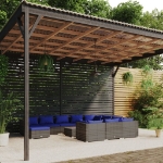 Set Divani da Giardino 12 pz con Cuscini in Polyrattan Grigio