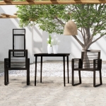 Set Mobili da Pranzo per Giardino 3 pz Nero