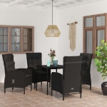 Set da Pranzo per Giardino 5 pz con Cuscini Nero