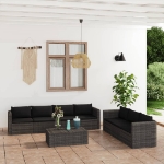 Set Divani da Giardino 8 pz con Cuscini in Polyrattan Grigio