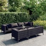 Set Divani Giardino 8 pz con Cuscini in Polyrattan Grigio Scuro