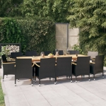 Set da Pranzo per Giardino 13 pz con Cuscini Nero