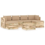 Set Divani da Giardino con Cuscini 7 pz Legno Impregnato Verde