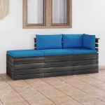 Set Divani da Giardino su Pallet 3 pz con Cuscini Massello Pino